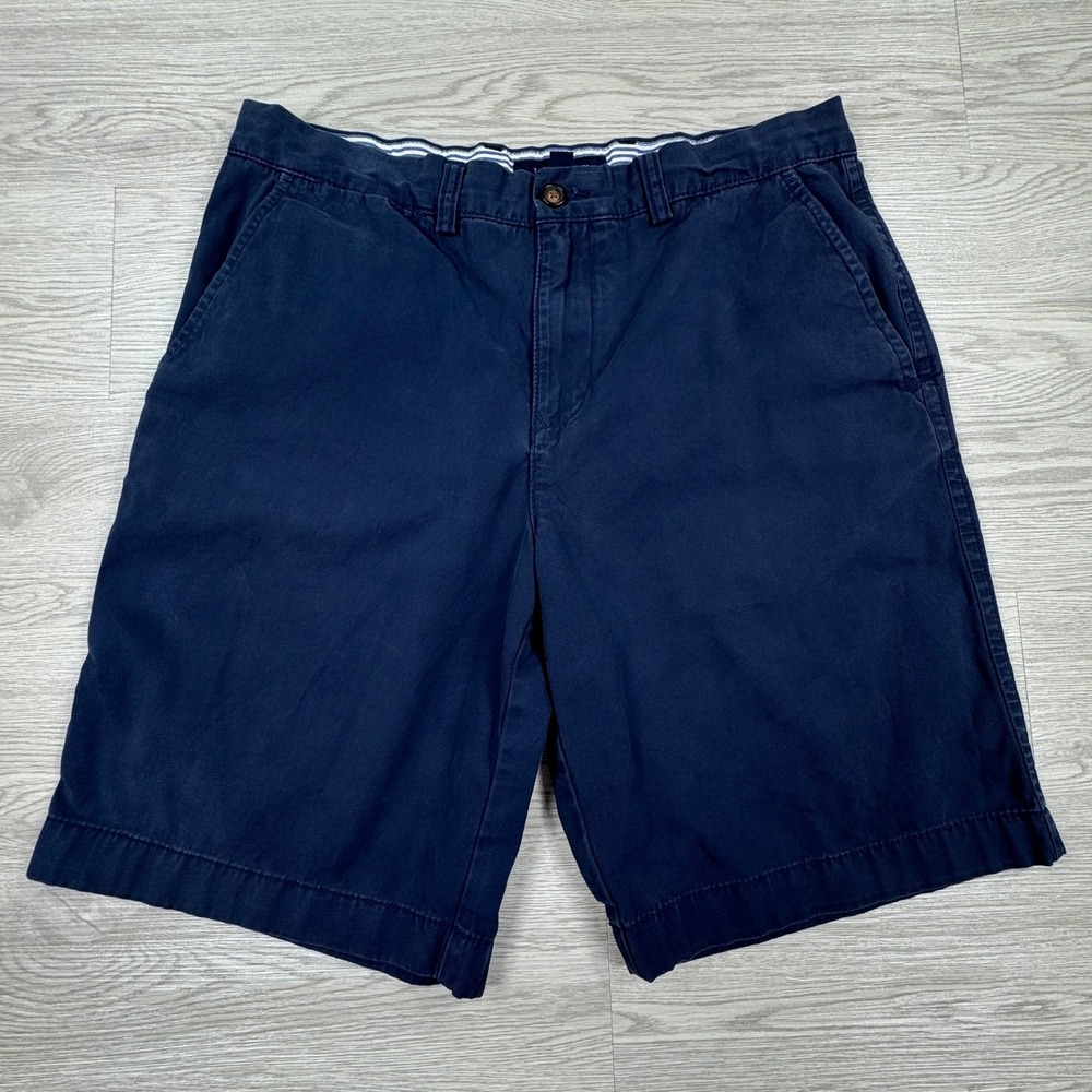 Tommy Hilfiger Men's Shorts Chino Flat Front‎ Navy Blue 34 Cotton Classic Logo
